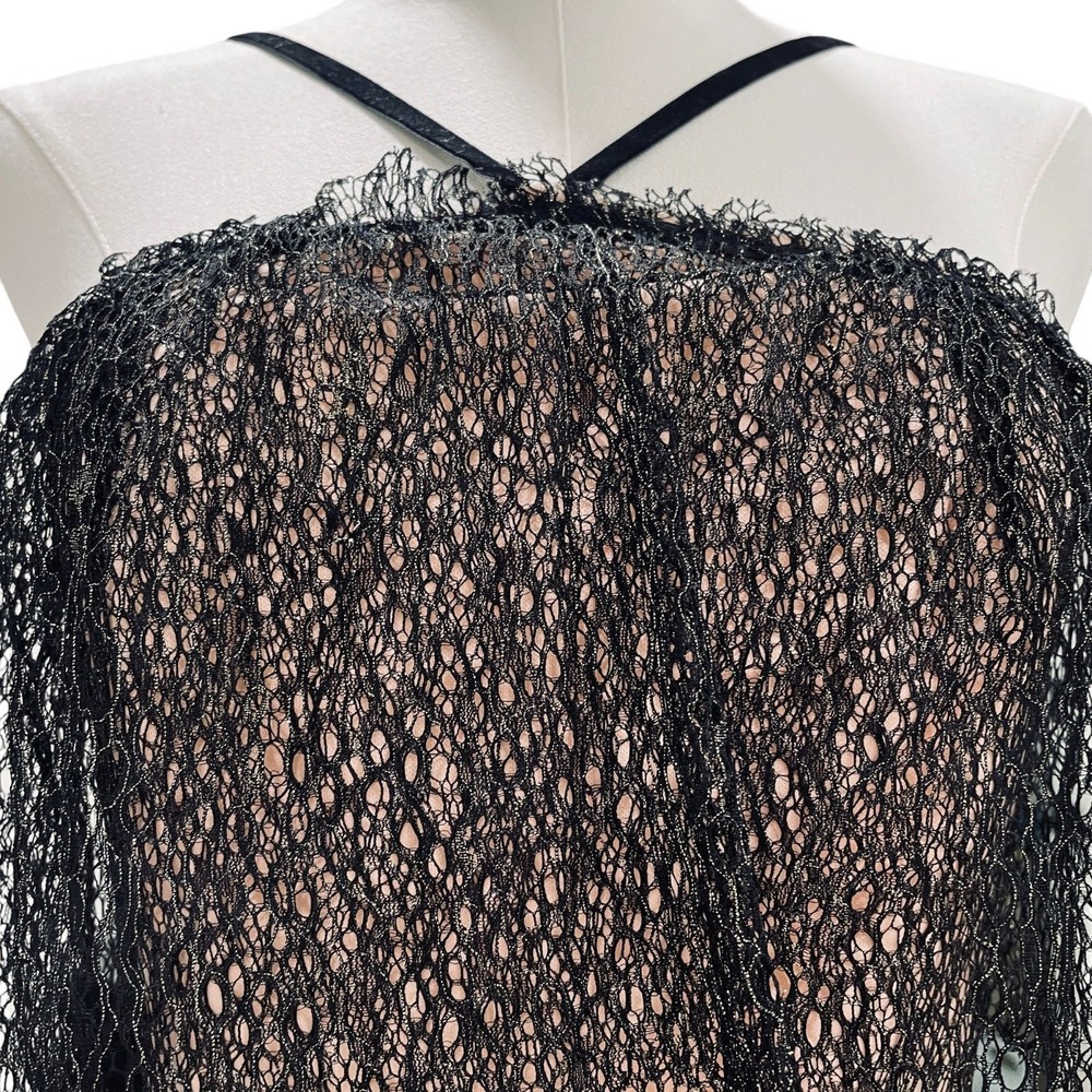 Nasty Gal Black Lace Party Dress Womens Size 4 Sheer Midi Soft Coral Lining Sexy - Picture 11 of 13